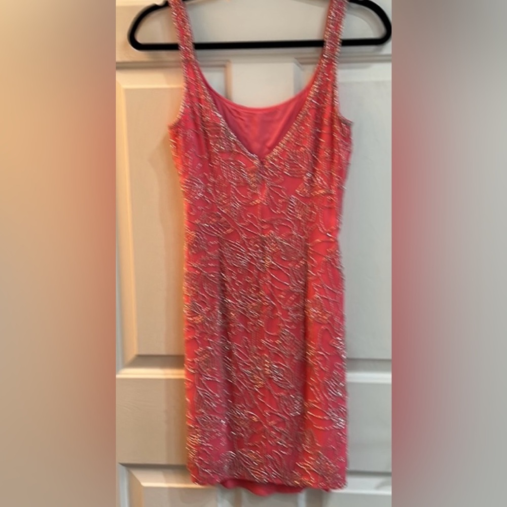 Oleg Cassini Pink Beaded Cocktail Dress - Picture 7 of 7